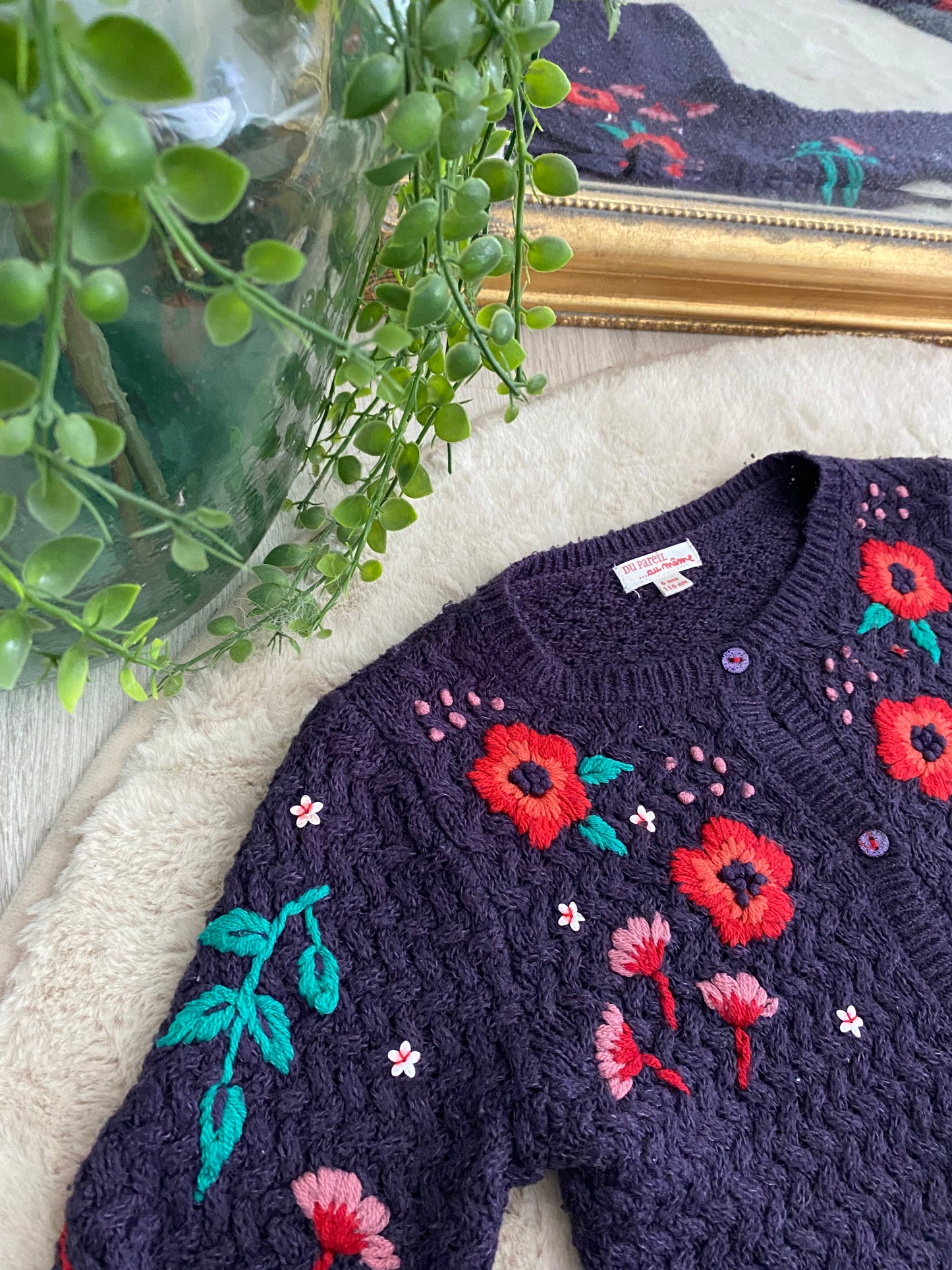 Gilet violet à fleurs – 6 ans