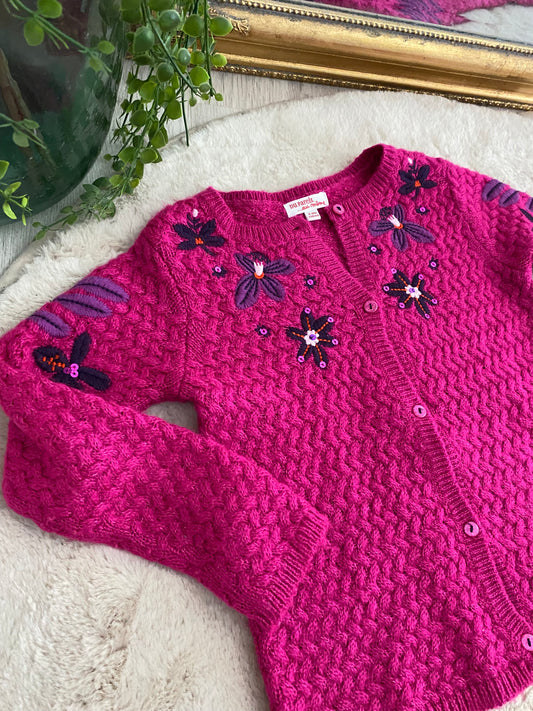 Gilet fuchsia à fleurs – 5 ans