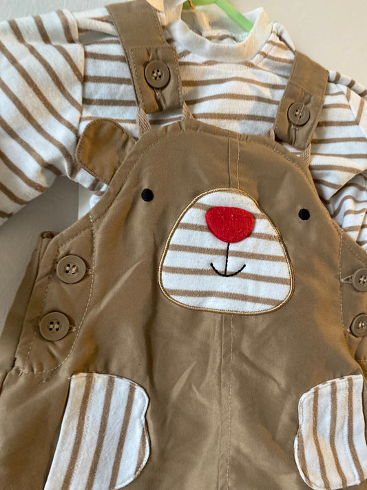 Ensemble bébé t-shirt & salopette petit renne – 3 mois – sans marque