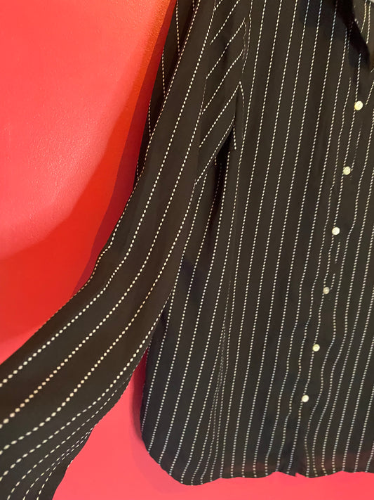 Chemise noire fluide à rayures blanches – Kiabi – Taille M