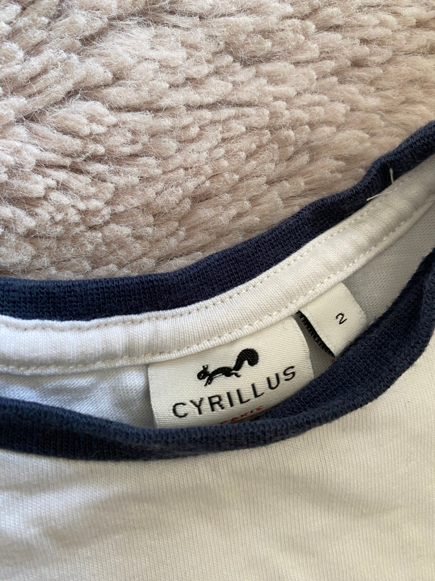 ⚓ T-shirt blanc déco bateau – Cyrillus – Taille 2 ans – manches courtes