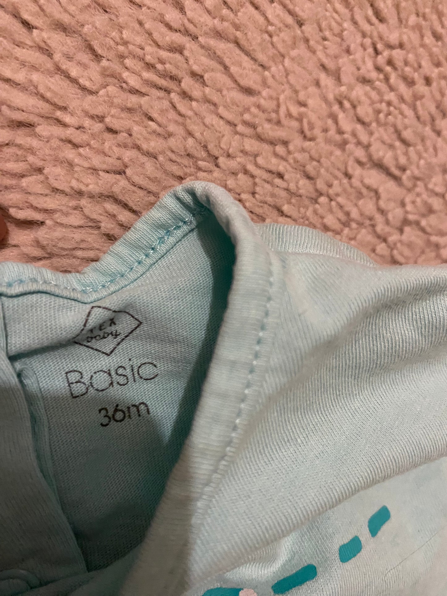 🌙 Pyjama bébé 36 mois – Tex Baby – bleu ciel – t-shirt manches longues + pantalon