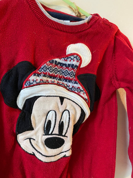 Pull de Noël rouge Mickey – Disney – 12 mois