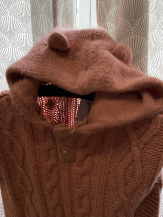 Poncho torsadé rose avec capuche à oreilles – 6 mois – Kiabi