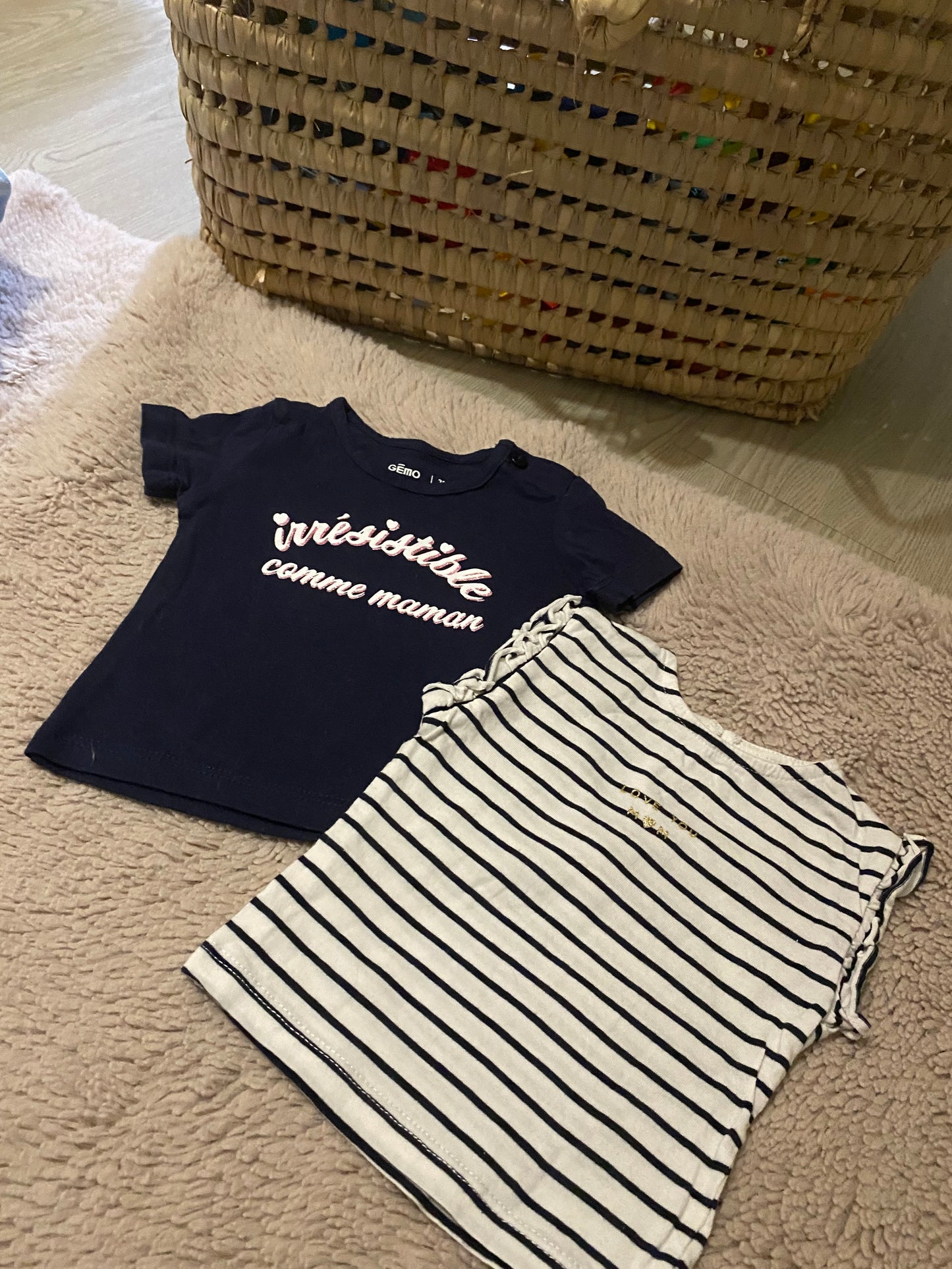 Lot 2 t-shirts manches courtes – Kiabi & Gémo – 3 mois