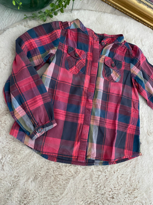 👕 Chemise tons rouge/rose – 3 ans