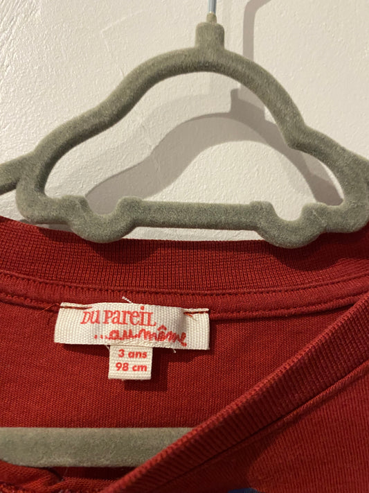 T-shirt bordeaux ML jaguar – 3 ans – DPAM