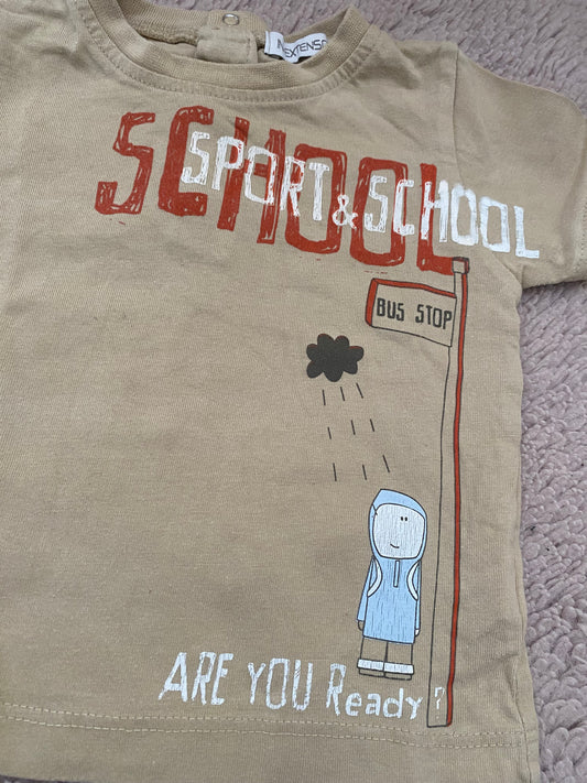 🤎 T-shirt manches courtes beige – In Extenso – 6 mois