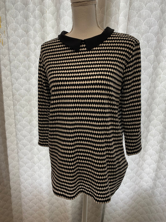 T-shirt épais à col Claudine noir et blanc Kiabi – Taille XL