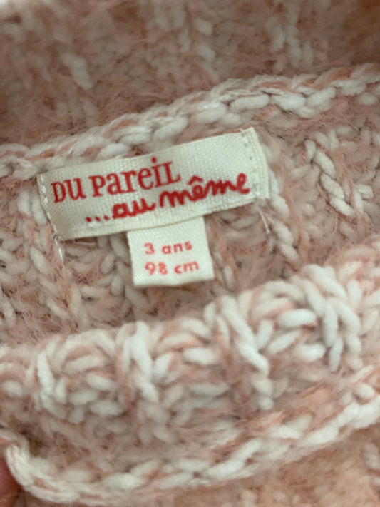 Pull rose épais effet poils – 3 ans