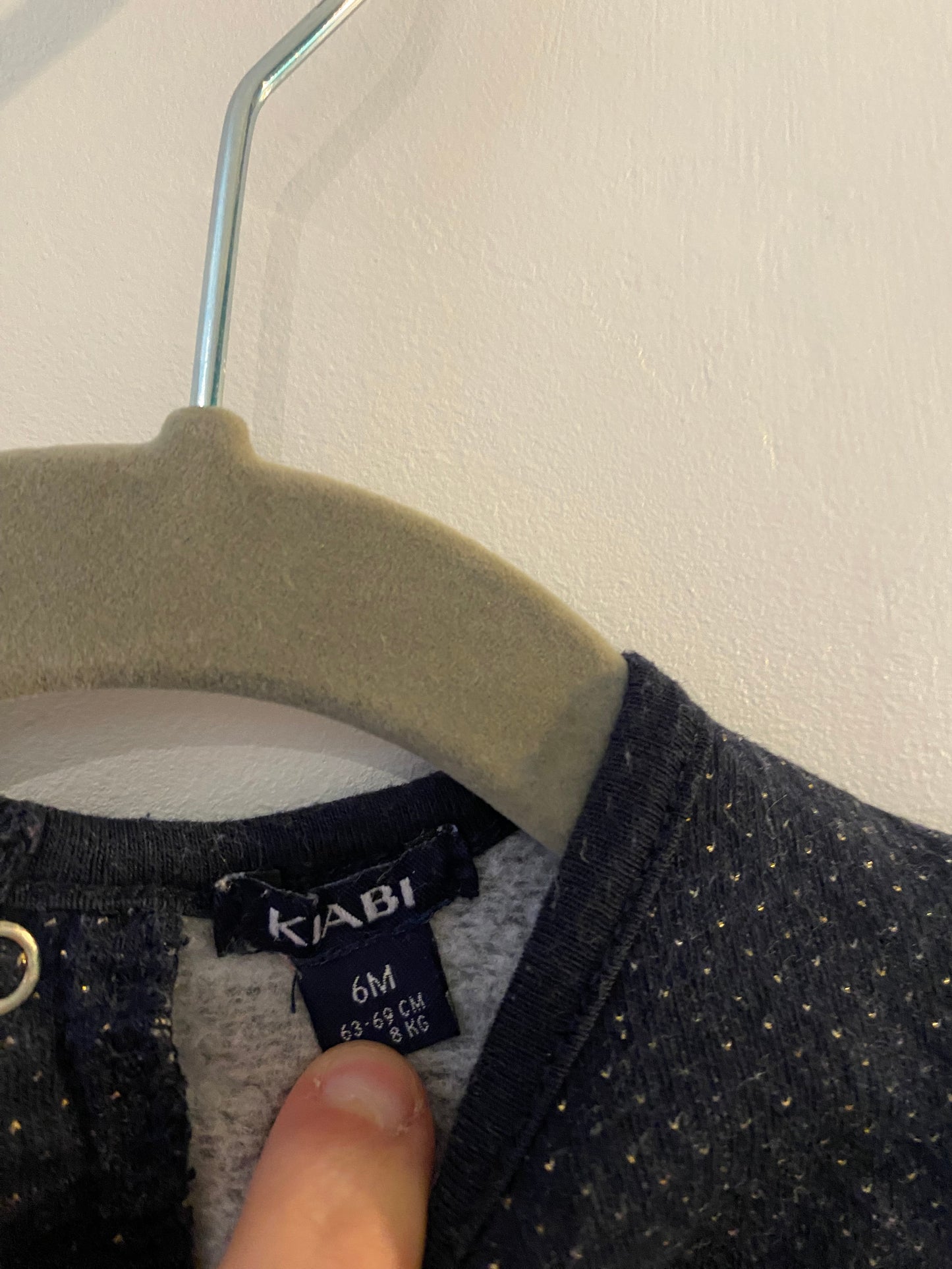 Robe molletonnée Kiabi - Marine à pois dorés - 6 mois