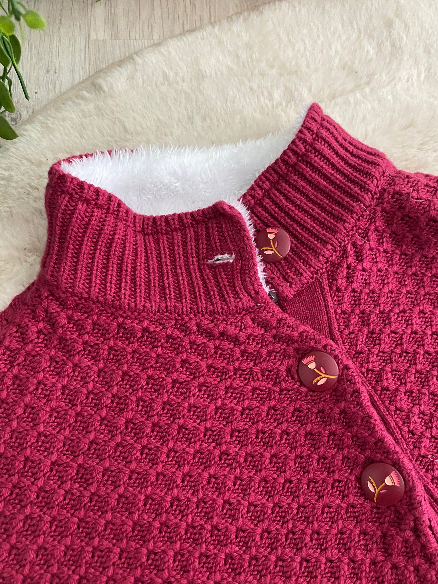 ⭐ Poncho bordeaux avec col moumoute – Sergent Major – 4/5 ans