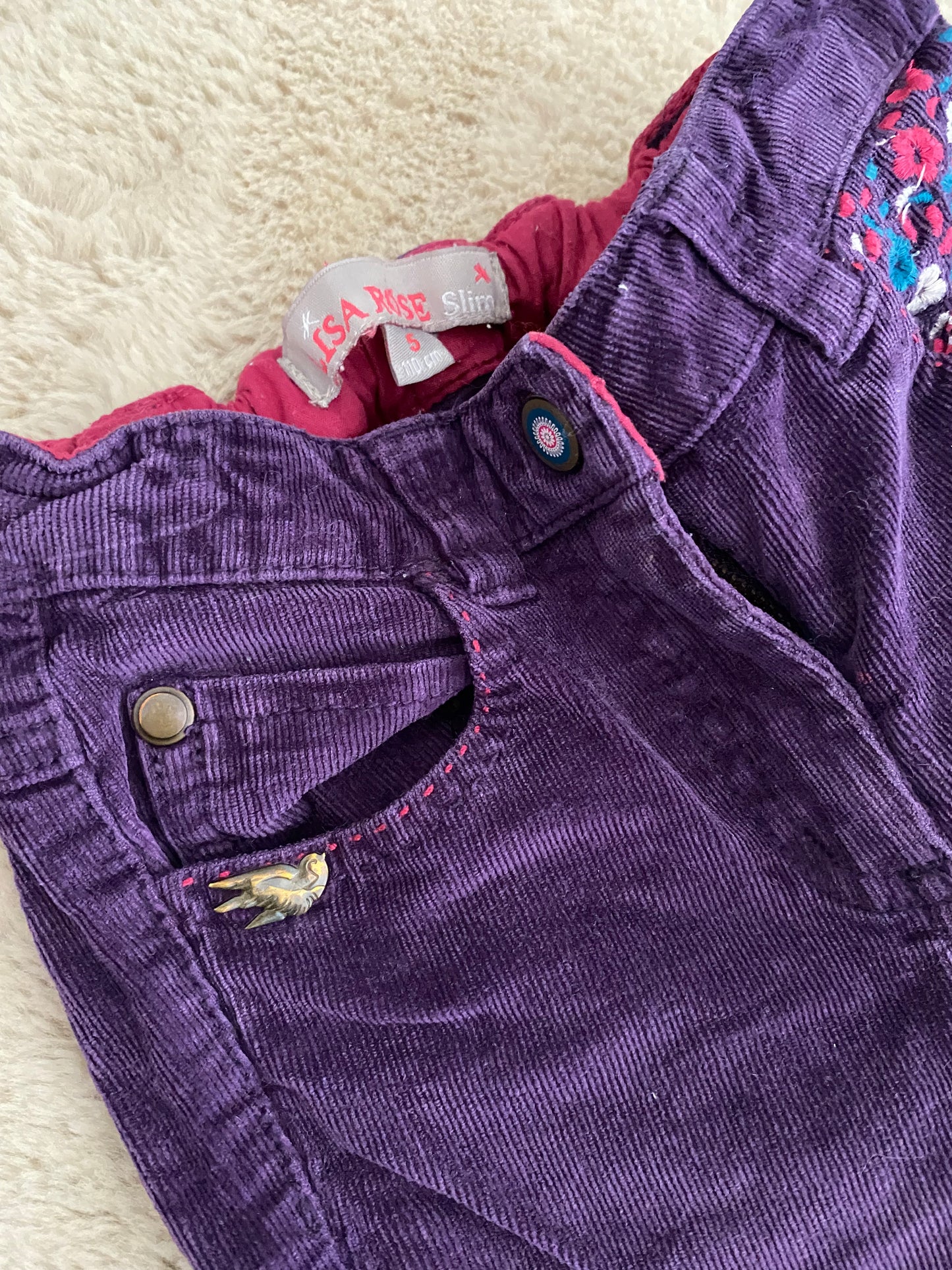 🌸 Pantalon violet à fleurs – Lisa Rose – 5 ans