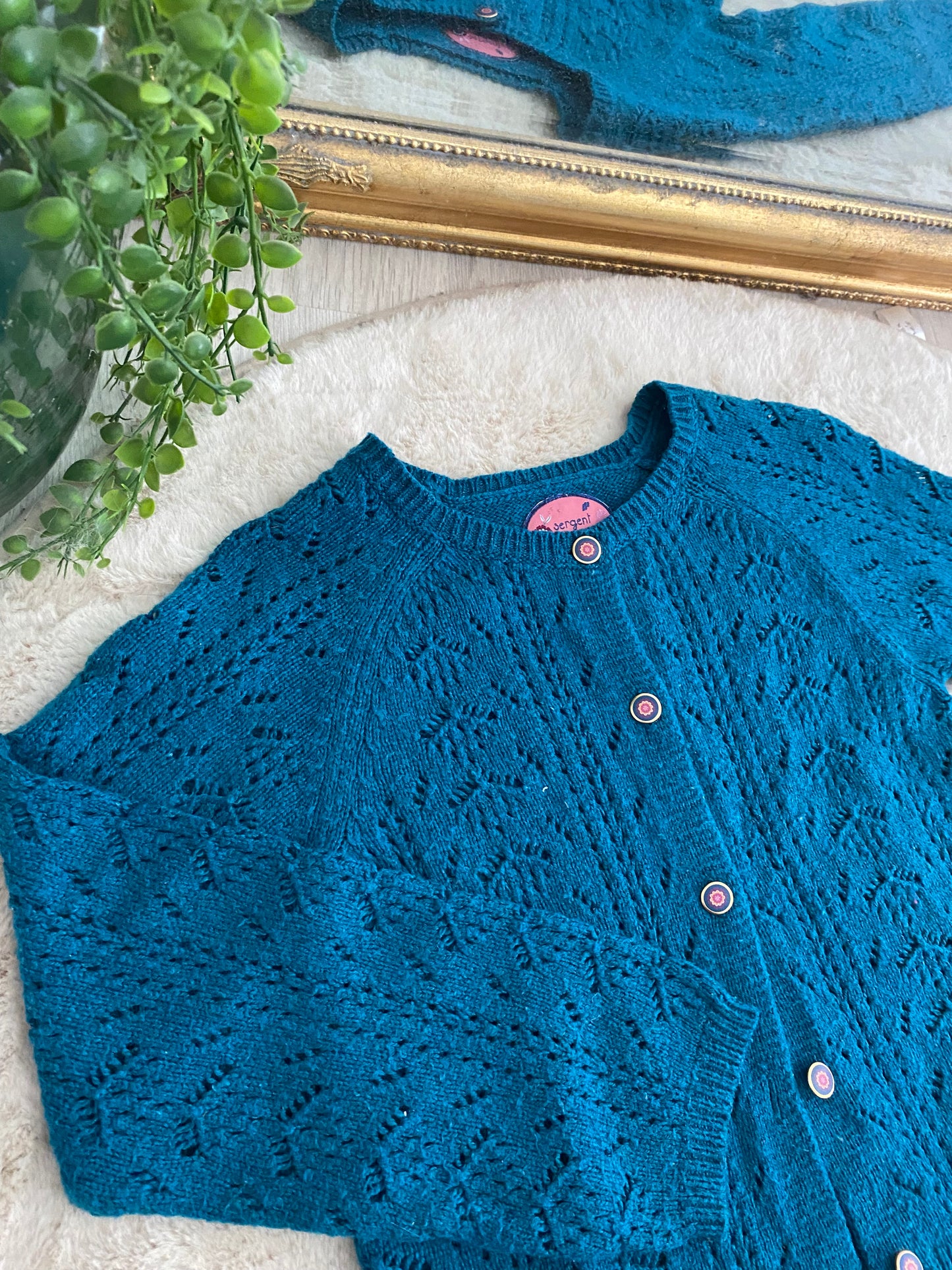 Gilet ajouré bleu – 8 ans