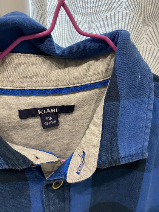 Chemise à carreaux noire et bleue – 10 ans – Kiabi