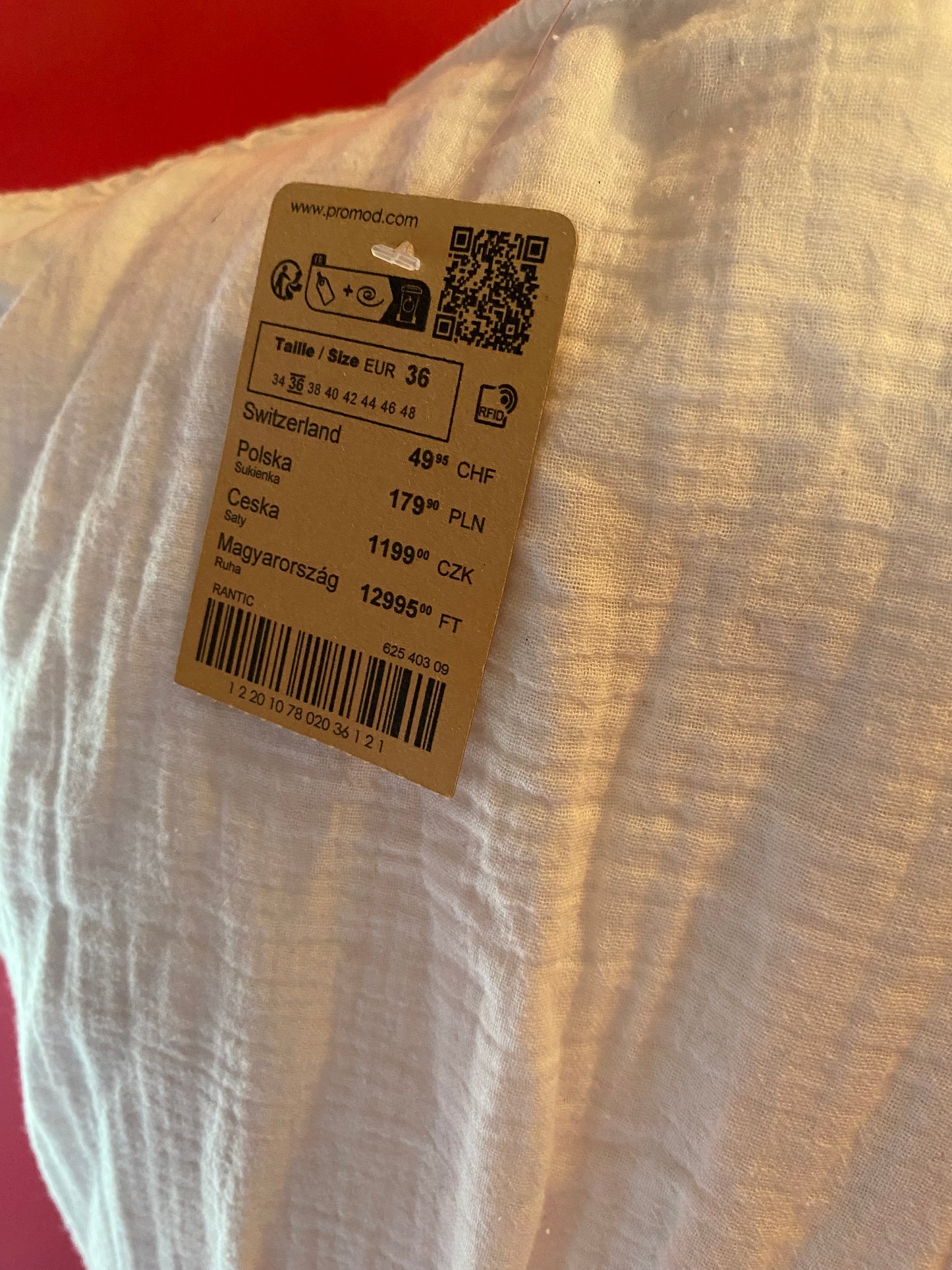 🤍 Robe blanche effet gaze de coton – taille 36 – manches courtes – neuve avec étiquette