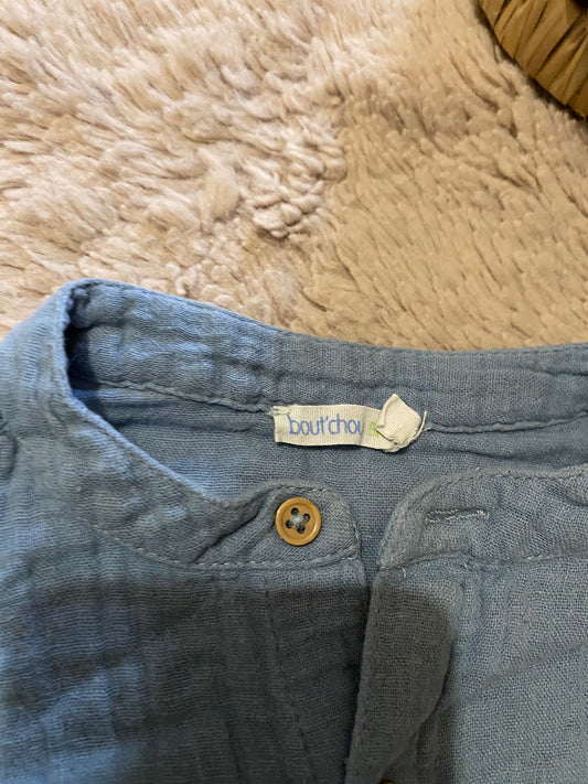 👕 Lot 2 chemises bébé 18 mois – Gemo + Bout’chou – Effet lin & gaze de coton – Très bon état