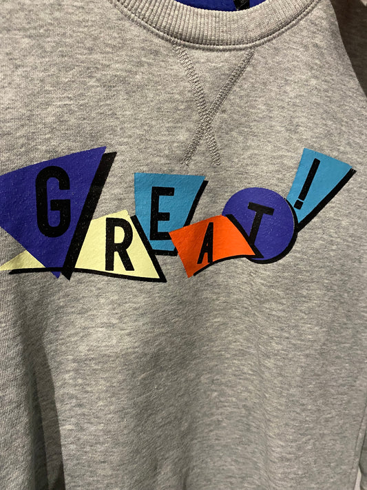Sweat IKKS “GREAT” – Gris & lettres multicolores – 8 ans