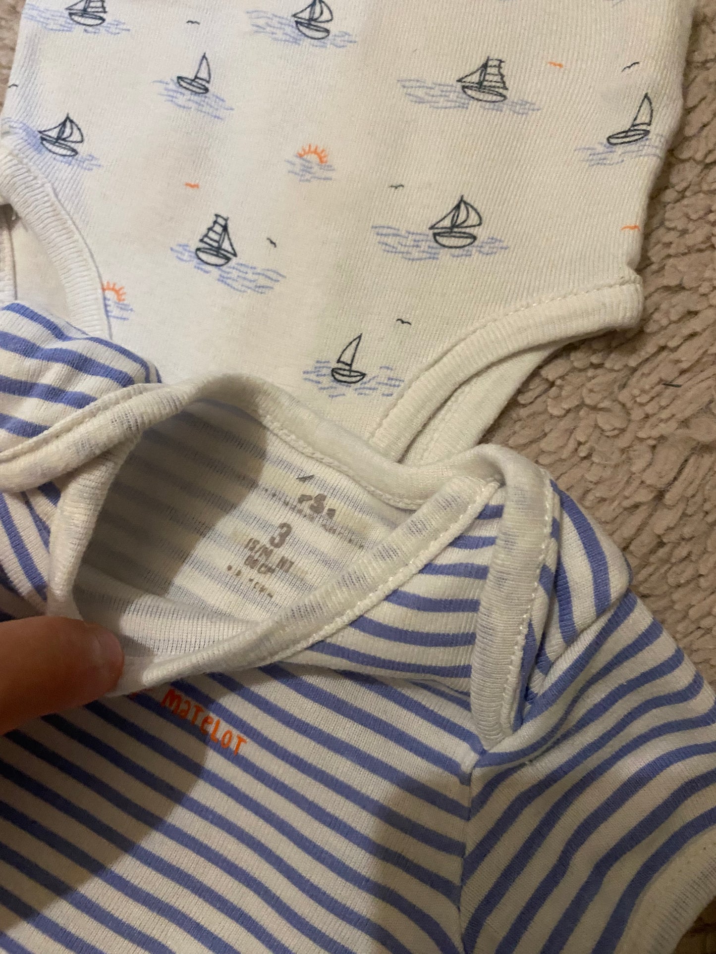 Lot 3 bodies manches courtes motif marin – Orchestra – 3 mois