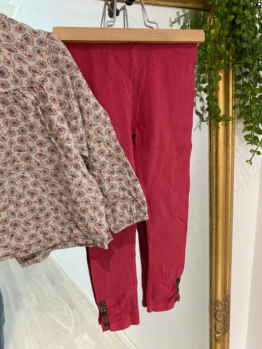 Ensemble fleurs fuschia 4 ans