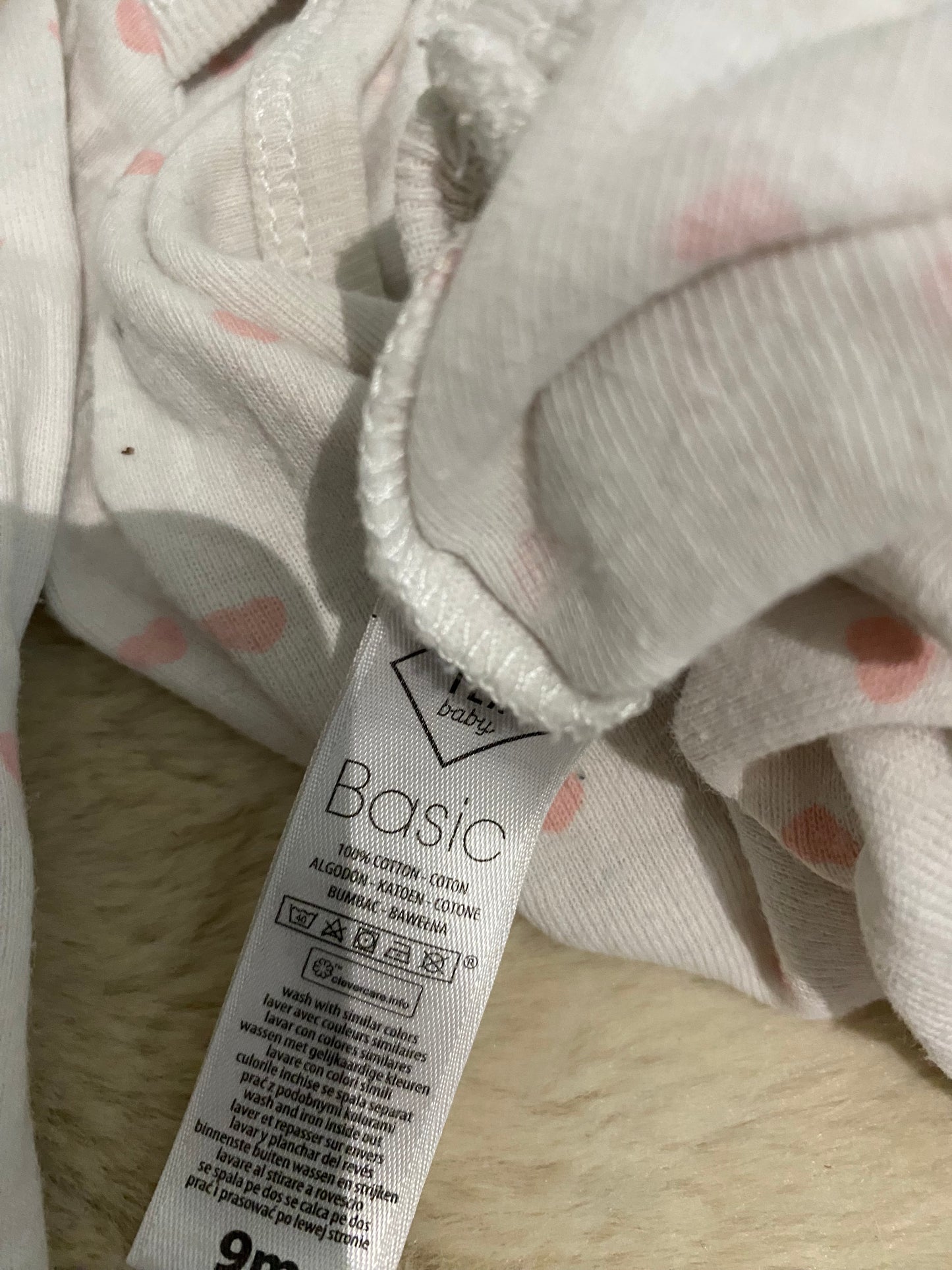 Lot de 2 bodies bébé blancs à motifs – 9 mois – TEX