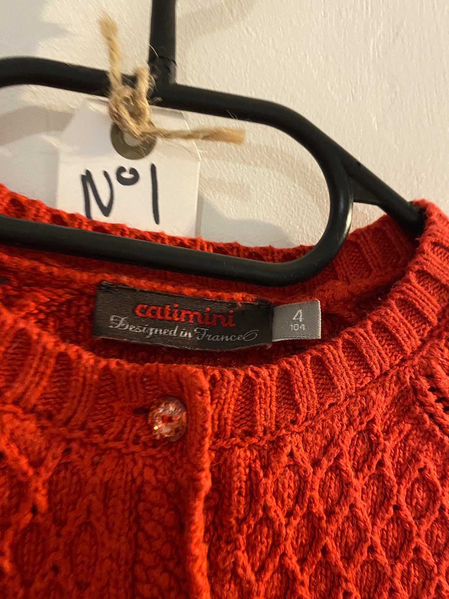 Gilet enfant rouge effet laine légèrement brillant – 4 ans – Catimini