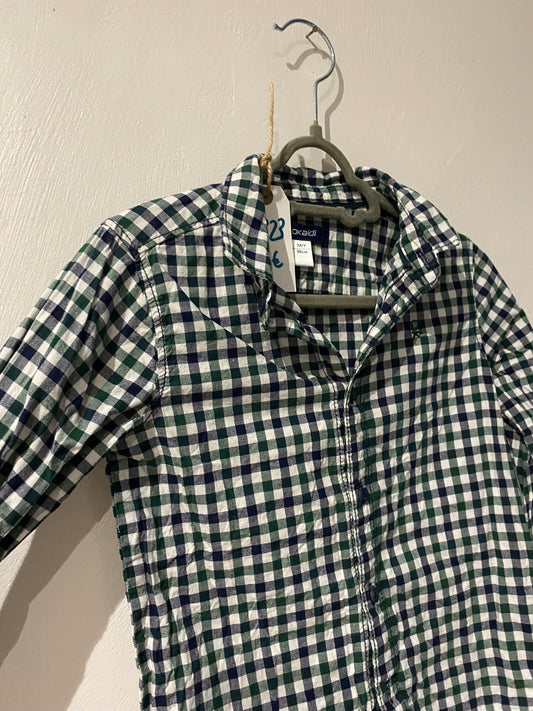 chemise à carreaux – verte & blanche – okaïdi – 3 ans