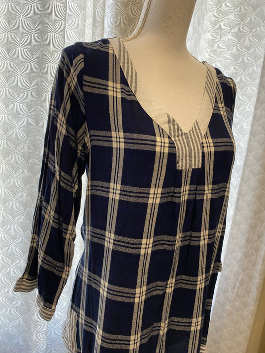 💙🤍 Blouse à carreaux bleus et blancs – Super U – taille 38