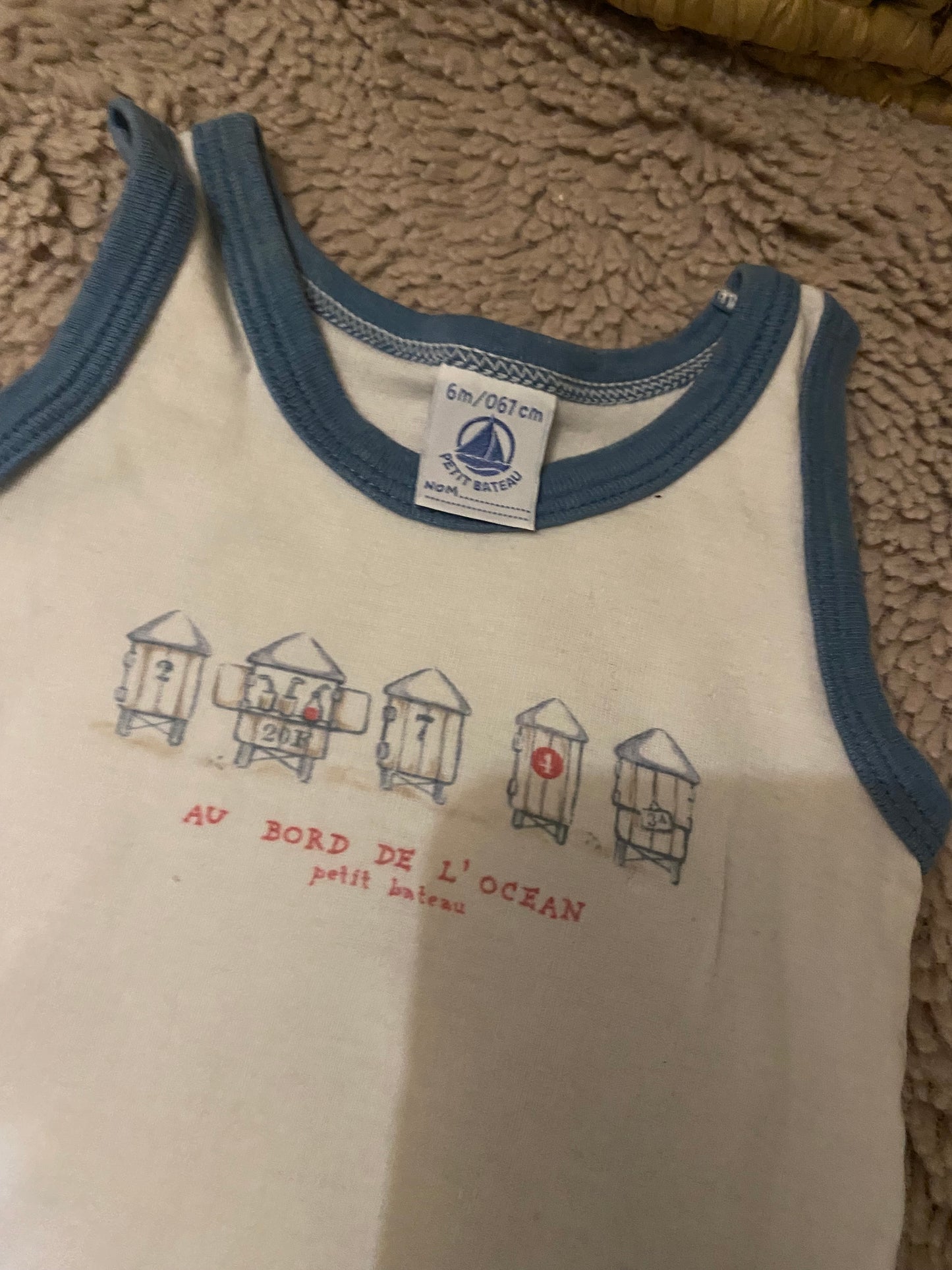 Lot Petit Bateau – Body débardeur + barboteuse – 6 mois
