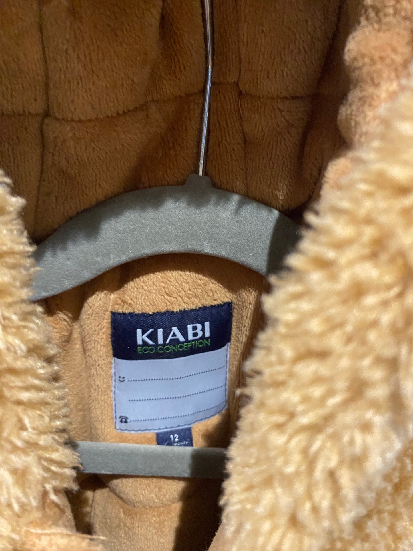 🐻 Manteau pilou marron avec oreilles d’ours – Kiabi – 12 mois