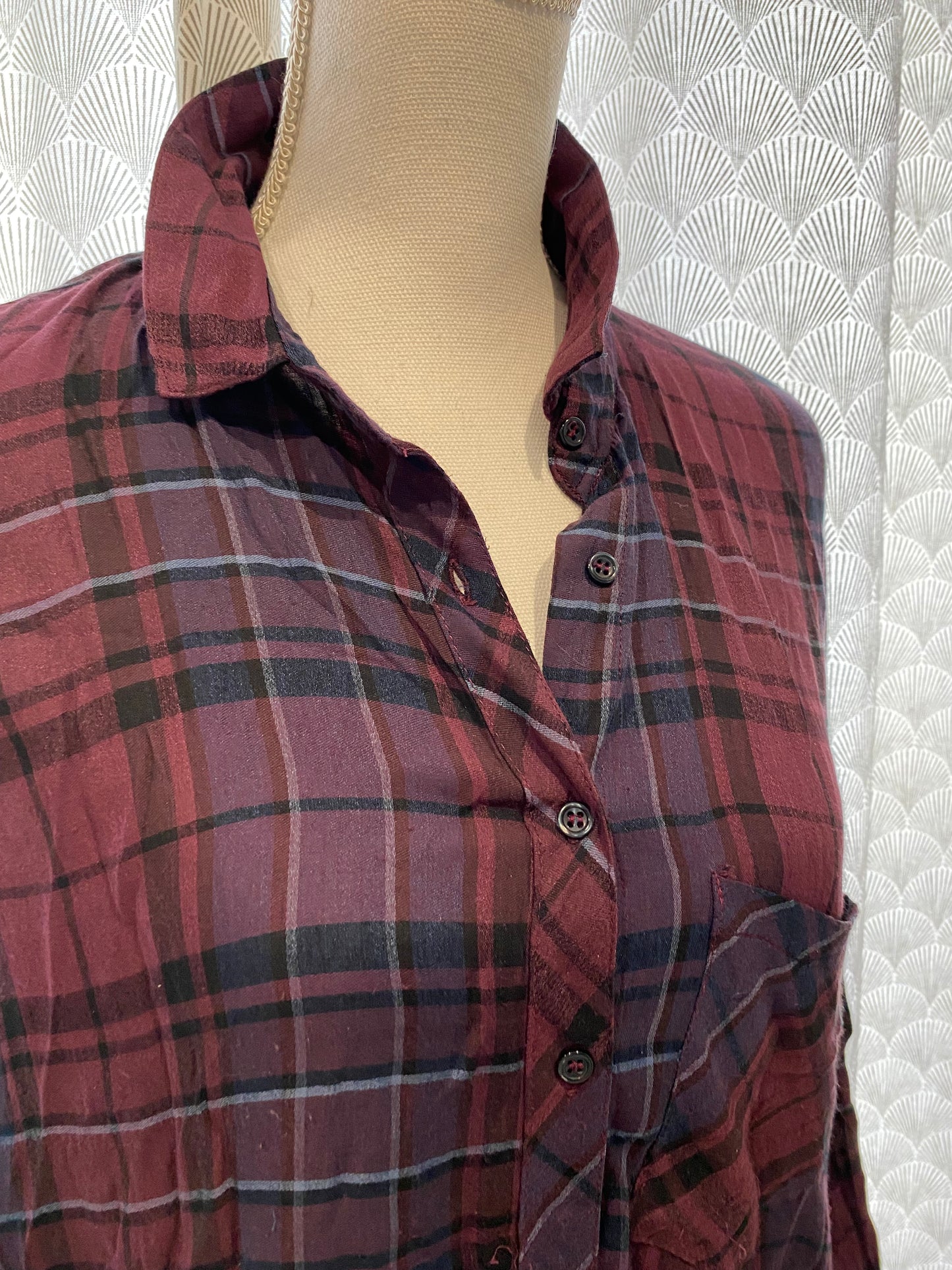 Chemise à carreaux prune – Promod – M