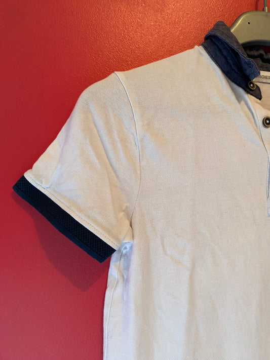 Polo blanc col et poches marine – Orchestra – 12 ans