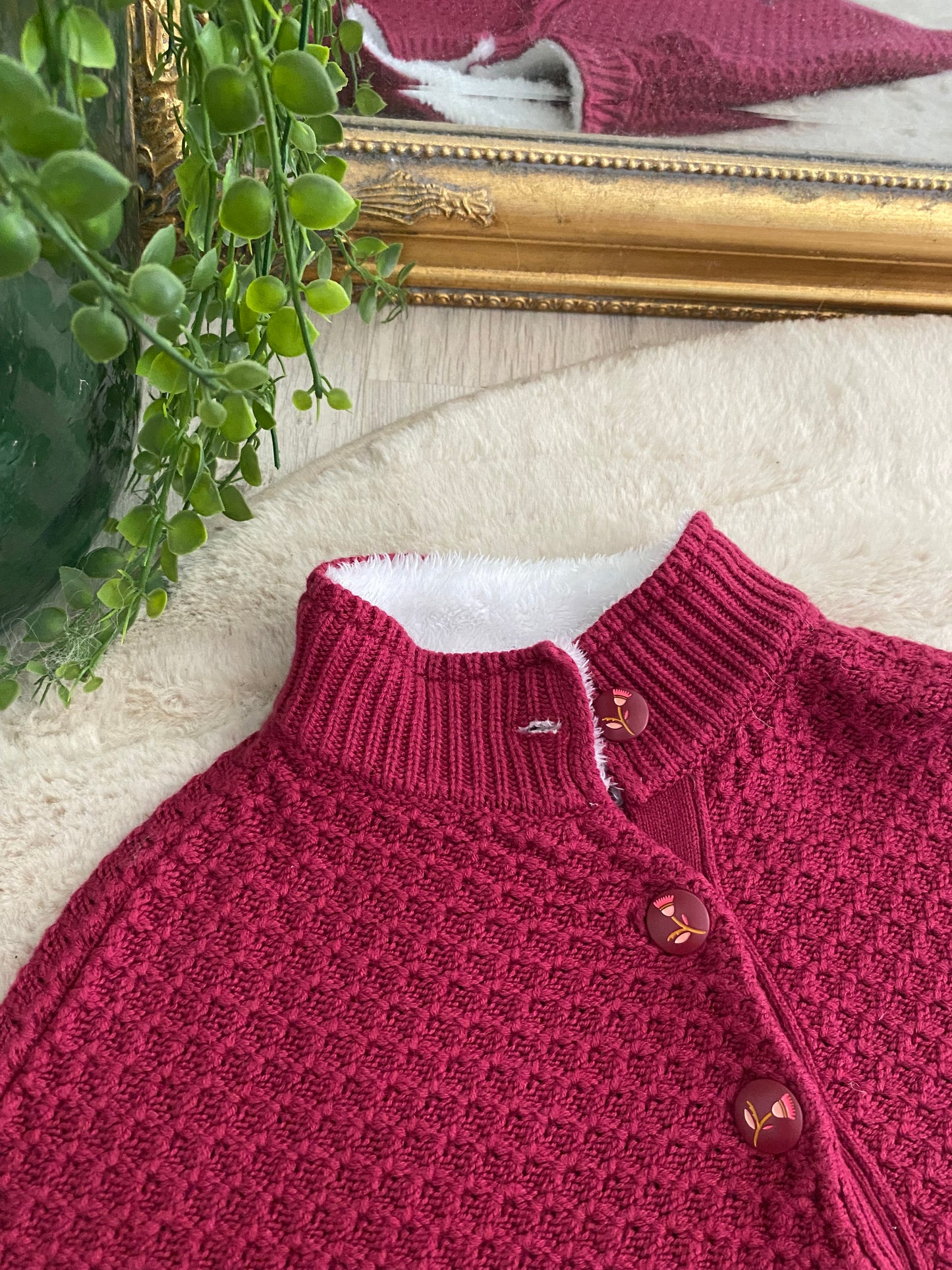 ⭐ Poncho bordeaux avec col moumoute – Sergent Major – 4/5 ans