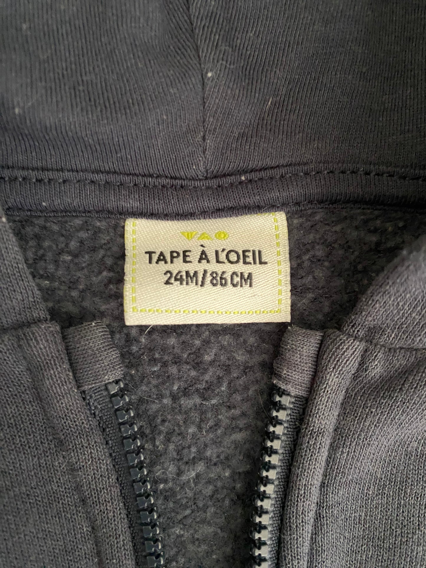 Gilet sweat zippé – 24 mois – Tape à l’œil 👶🖤