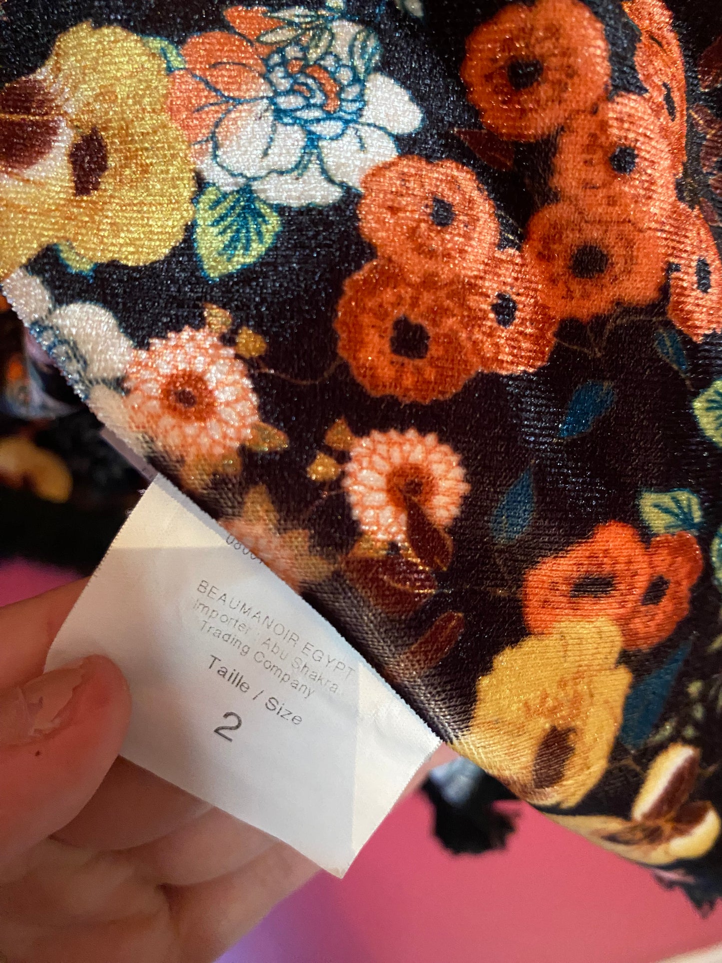 T-shirt à fleurs velours & franges – Cache Cache – Taille M