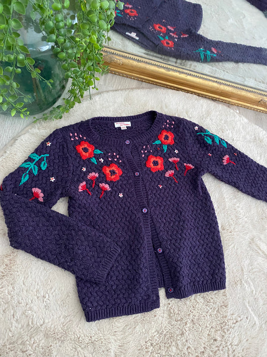 Gilet violet à fleurs – 6 ans
