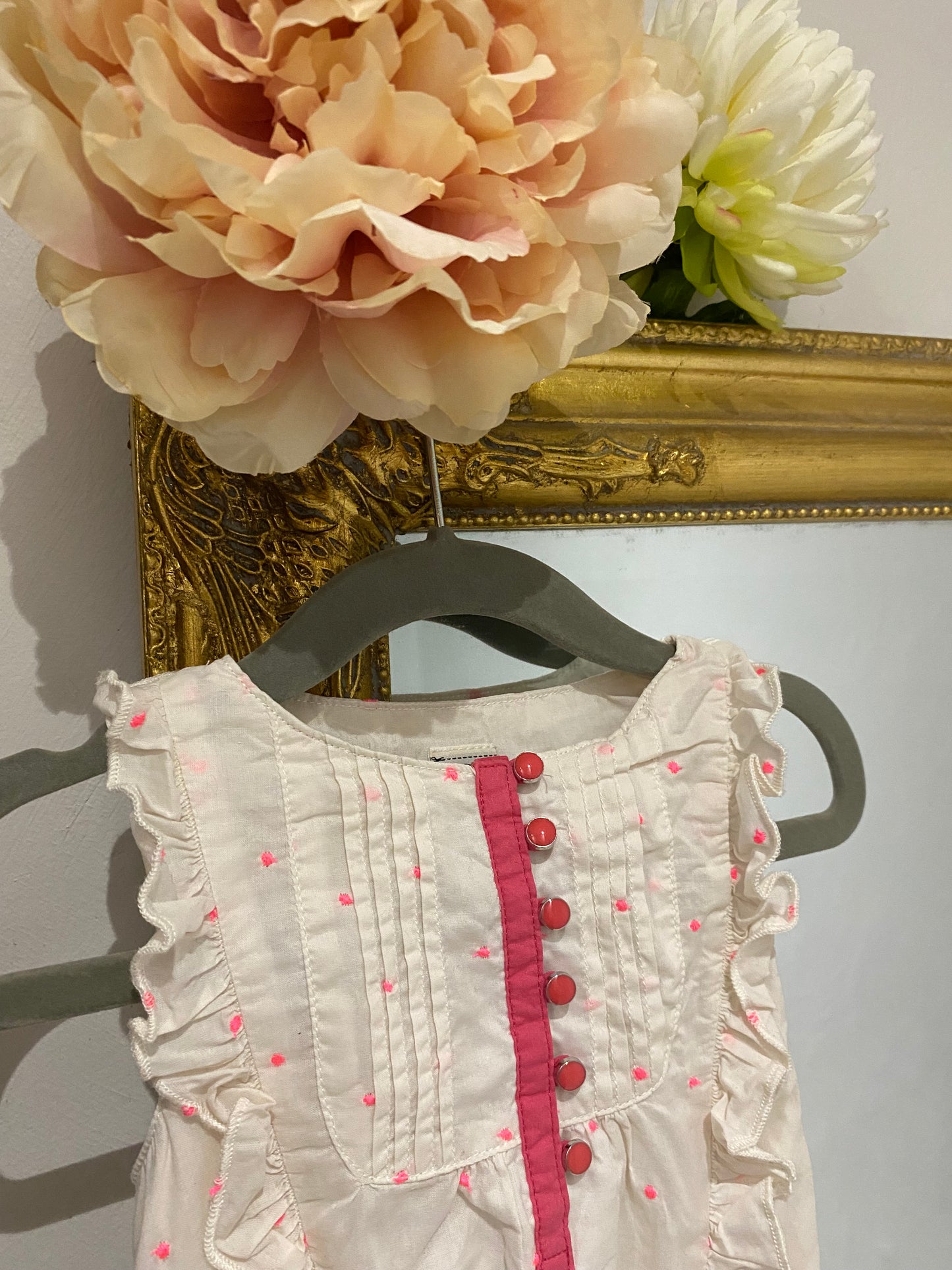 Robe blanche et rose 9 mois