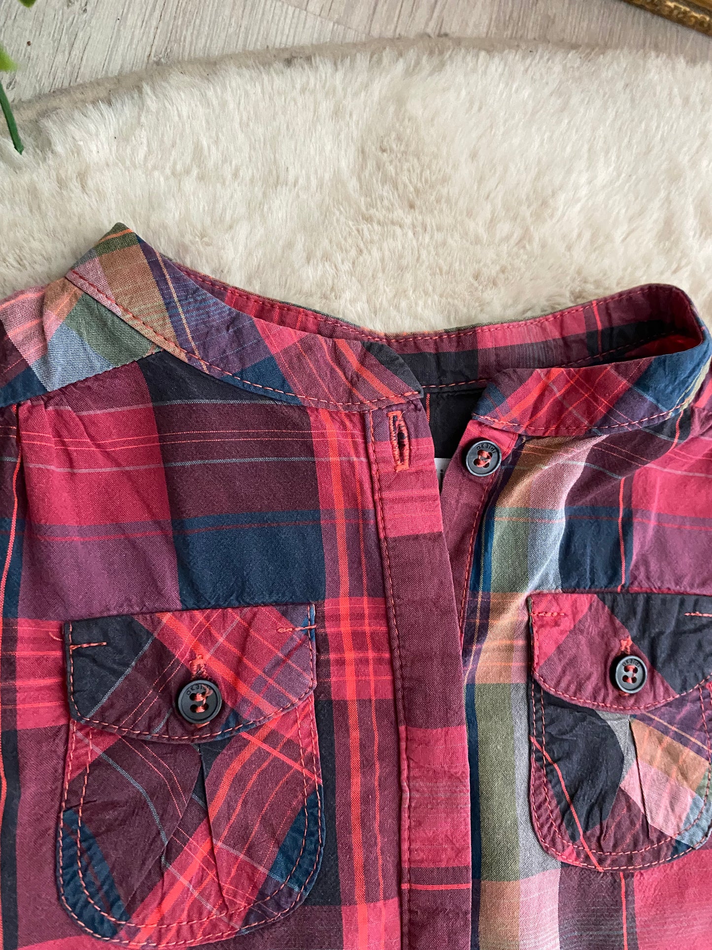 👕 Chemise tons rouge/rose – 3 ans