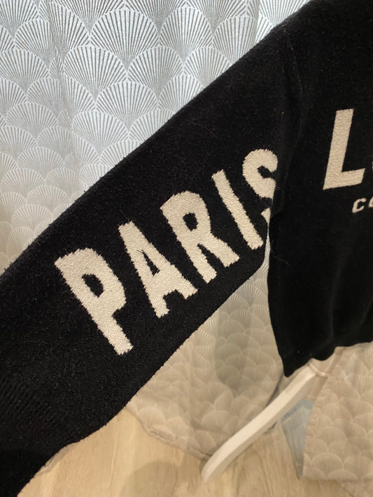 Pull noir col rond avec écriture – 6 ans – Zara