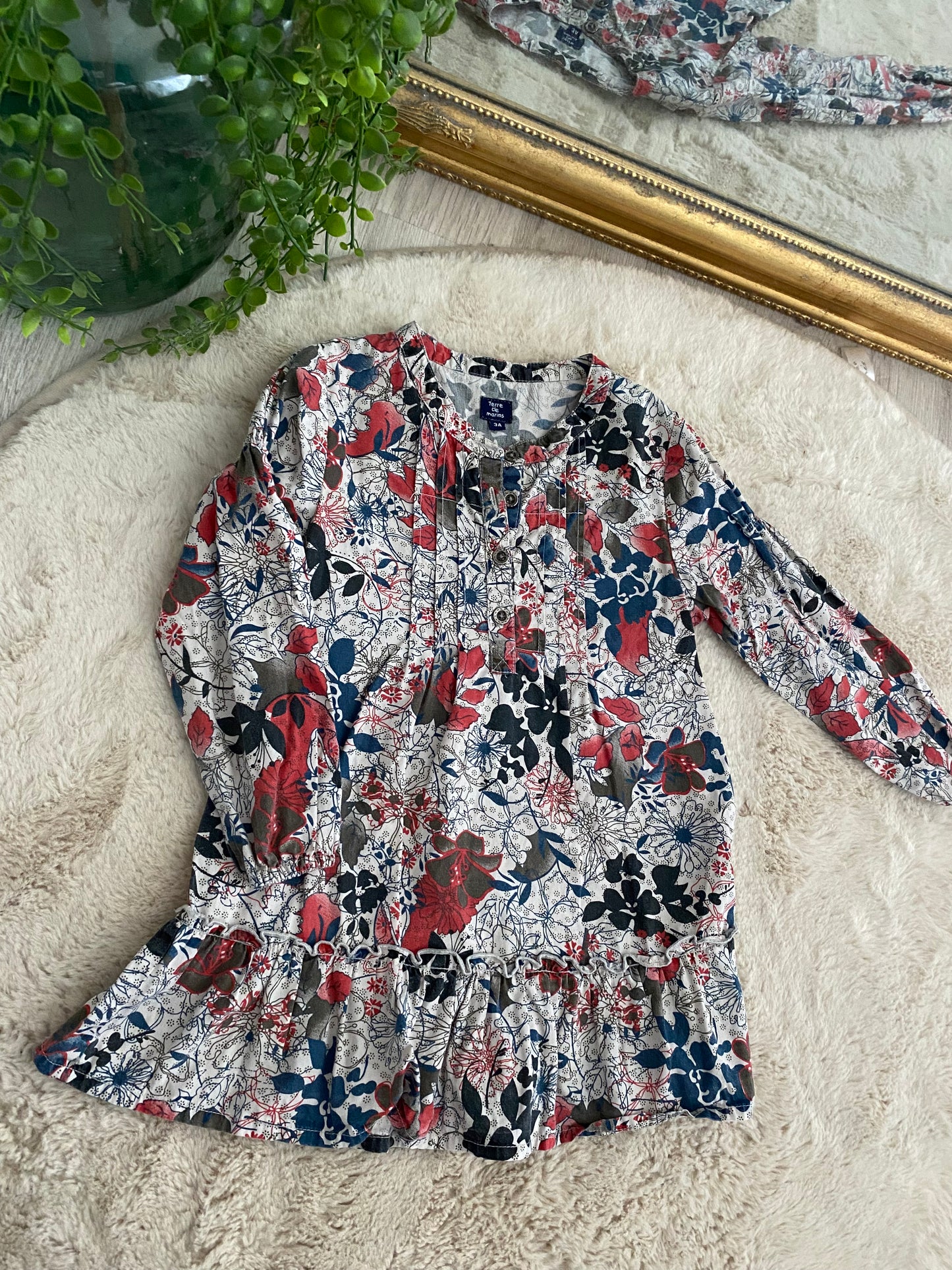 Robe grise/beige – 3 ans