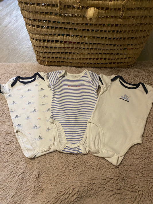 Lot 3 bodies manches courtes motif marin – Orchestra – 3 mois