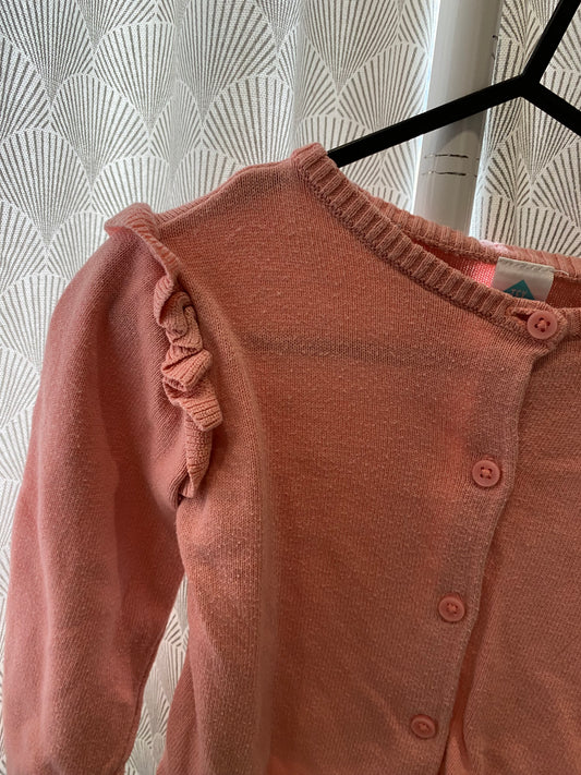 Gilet rose bonbon avec froufrou aux épaules – 12 mois – Tex
