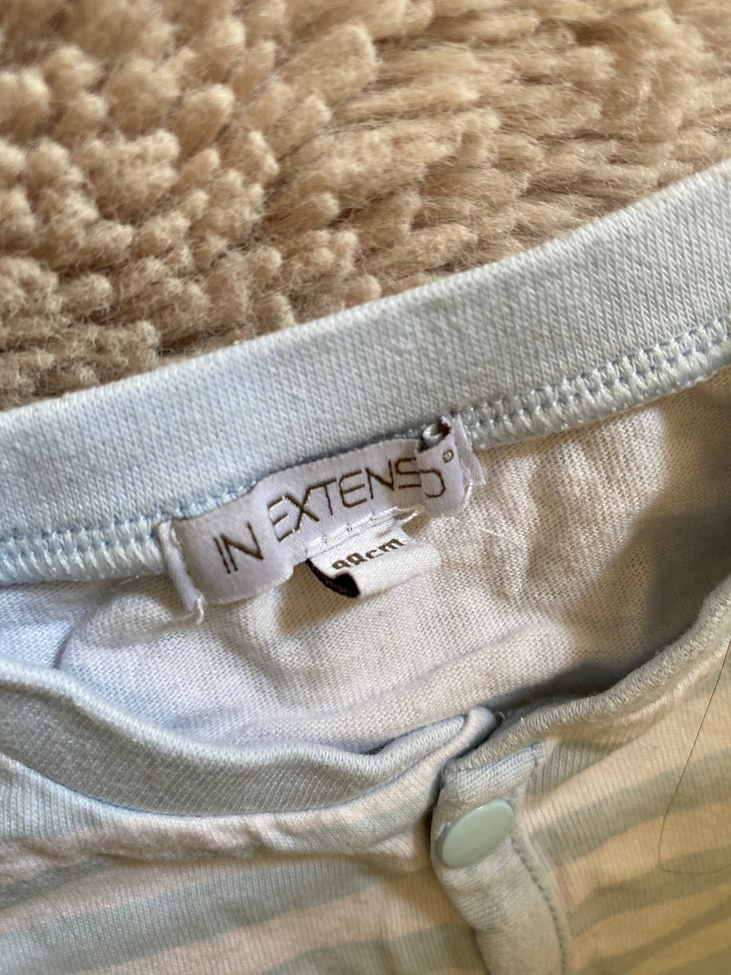 💙 Pyjama 1 pièce bleu rayé – In Extenso – 36 mois – ouverture devant