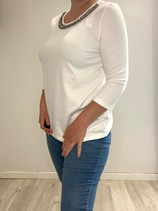 Haut blanc manches 3/4