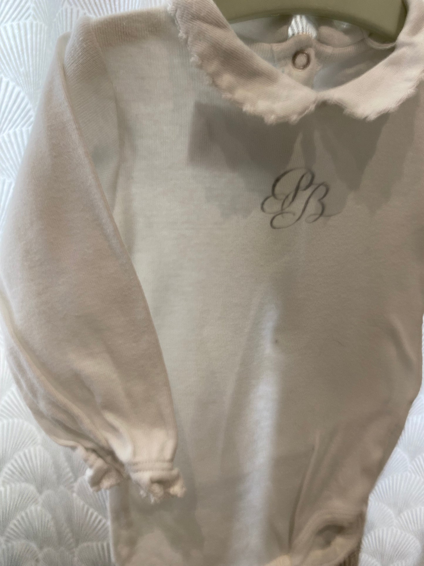 Body blanc col Claudine – manches longues – 3 mois – Petit Bateau