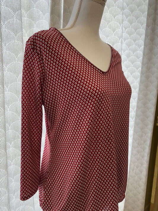 Blouse rouge motif blanc – Cache Cache – 38