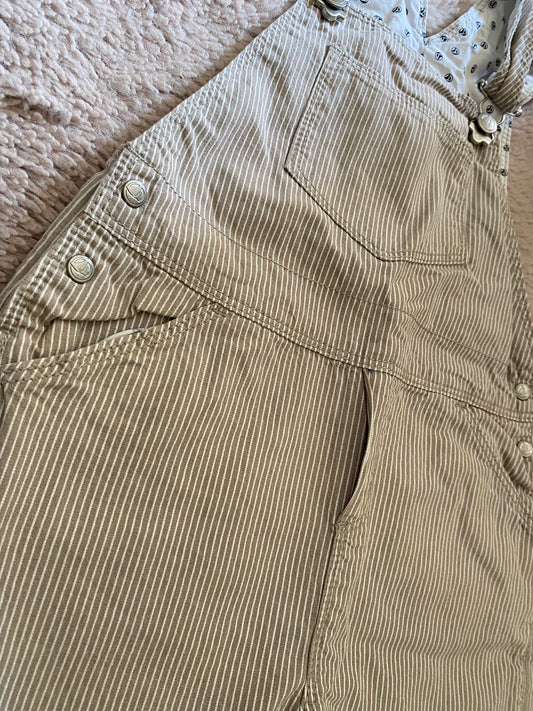 👶 Salopette marron rayée blanche – Petit Bateau – 36 mois – bretelles réglables