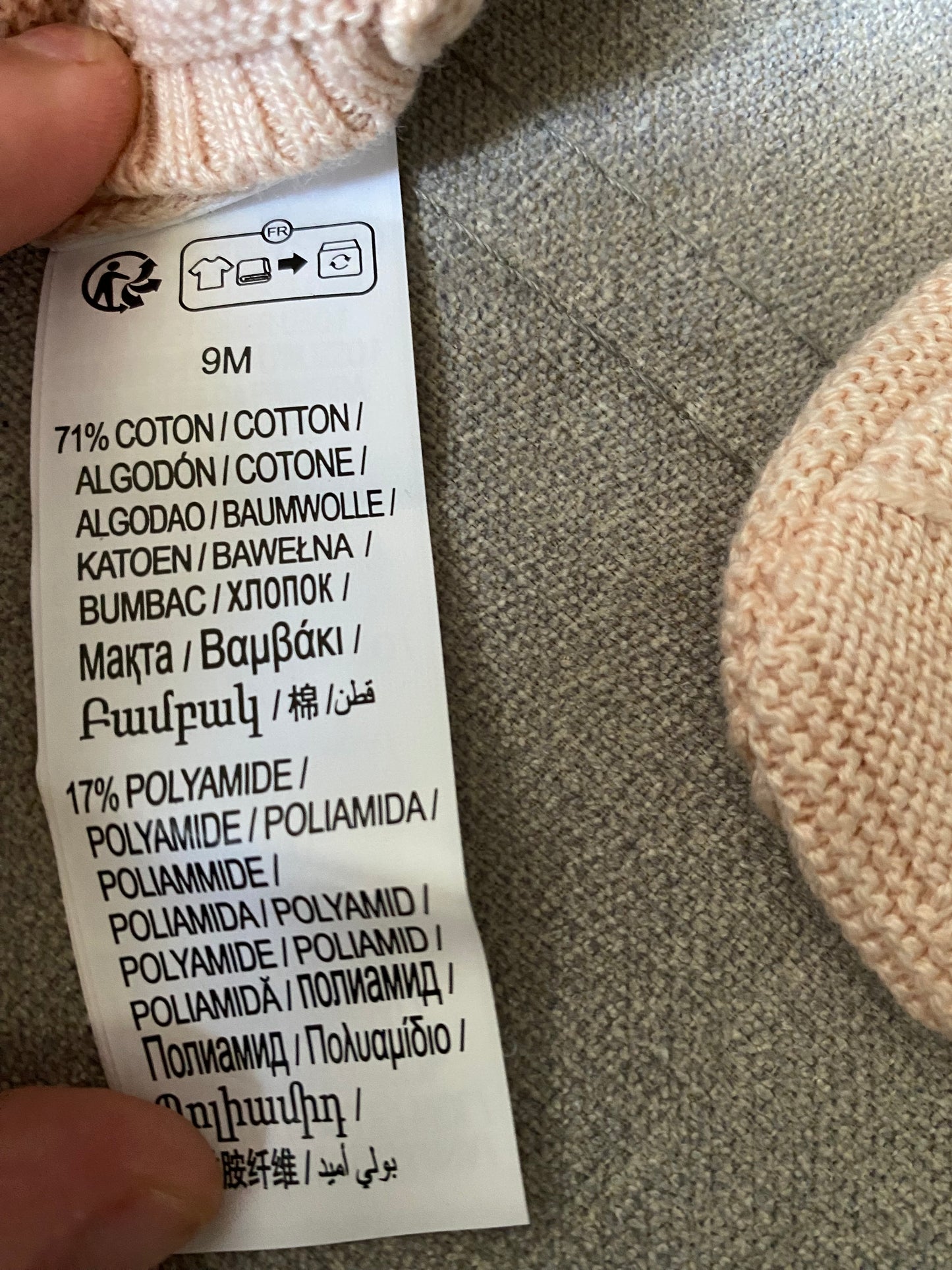 Chaussons Bébé Tricotés – Rose Poudré – Taille 9M