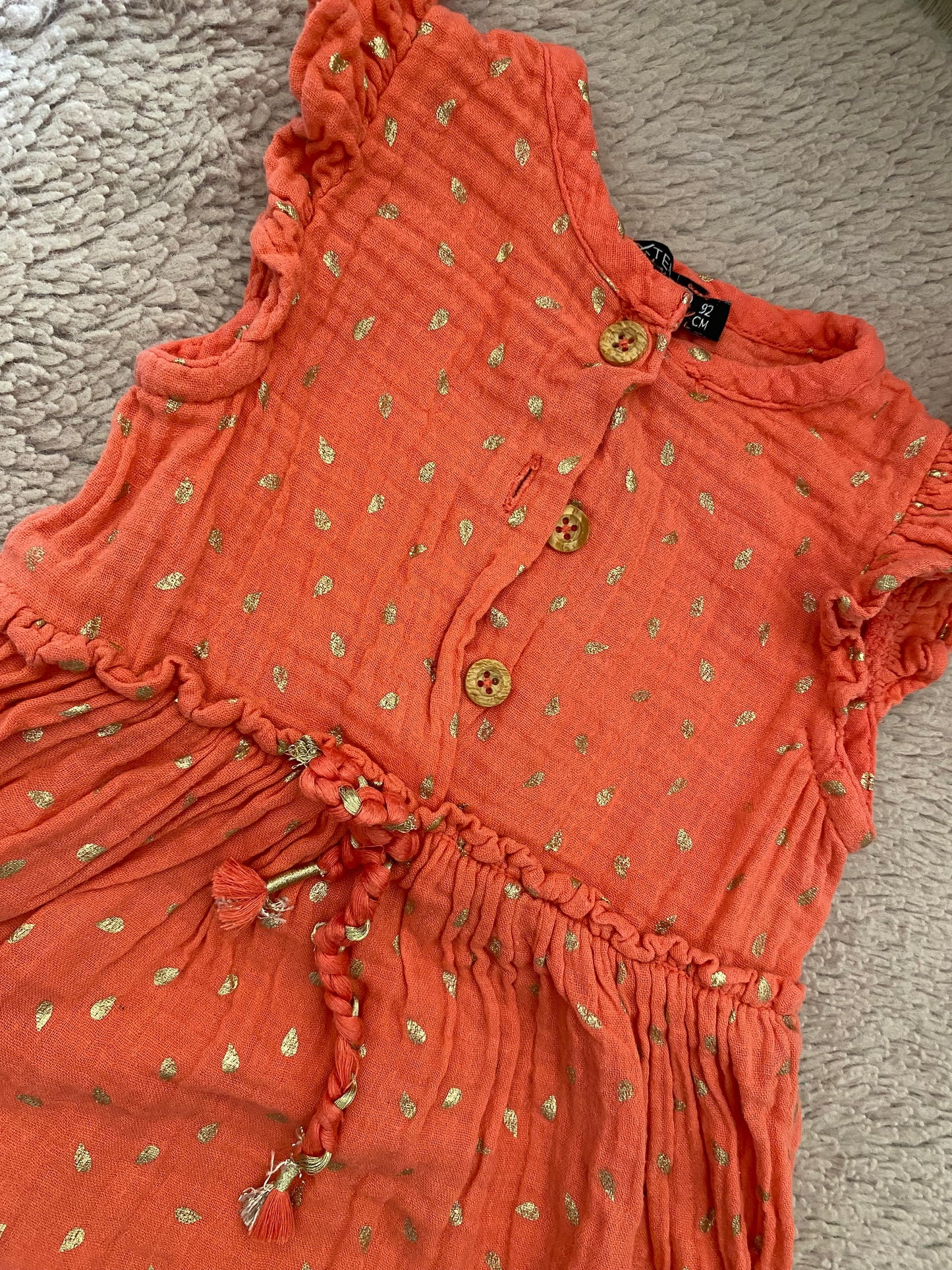 ✨ Robe gaze de coton avec déco dorée – In Extenso – 2 ans