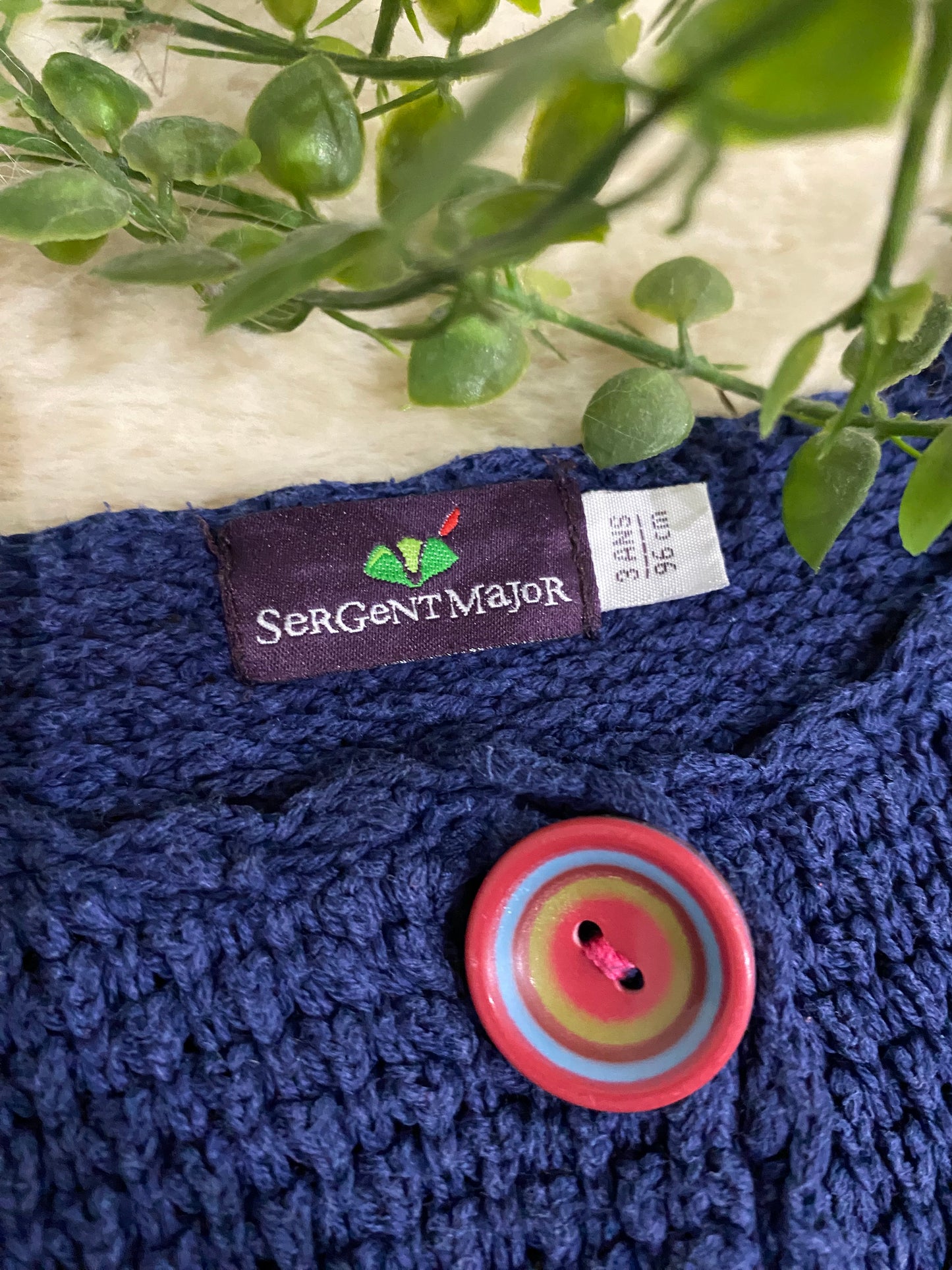 Gilet bleu à boutons roses – Sergent Major – 3 ans